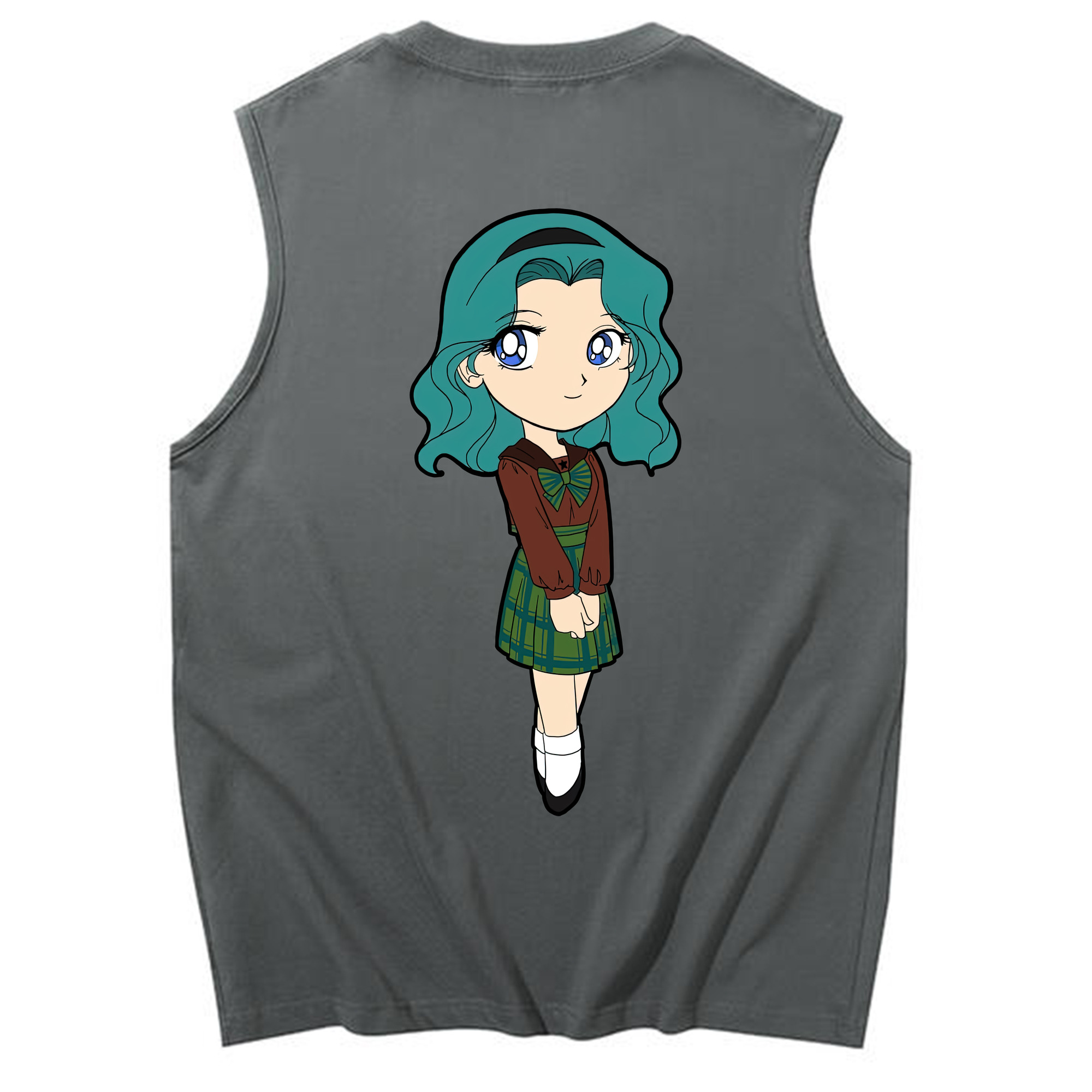 （画像用） 美少女戦士セーラームーン 海王 みちる（かいおう みちる） Sailor Moon Kaiou Michiru コットン100％タンクトップ（背面プリント）